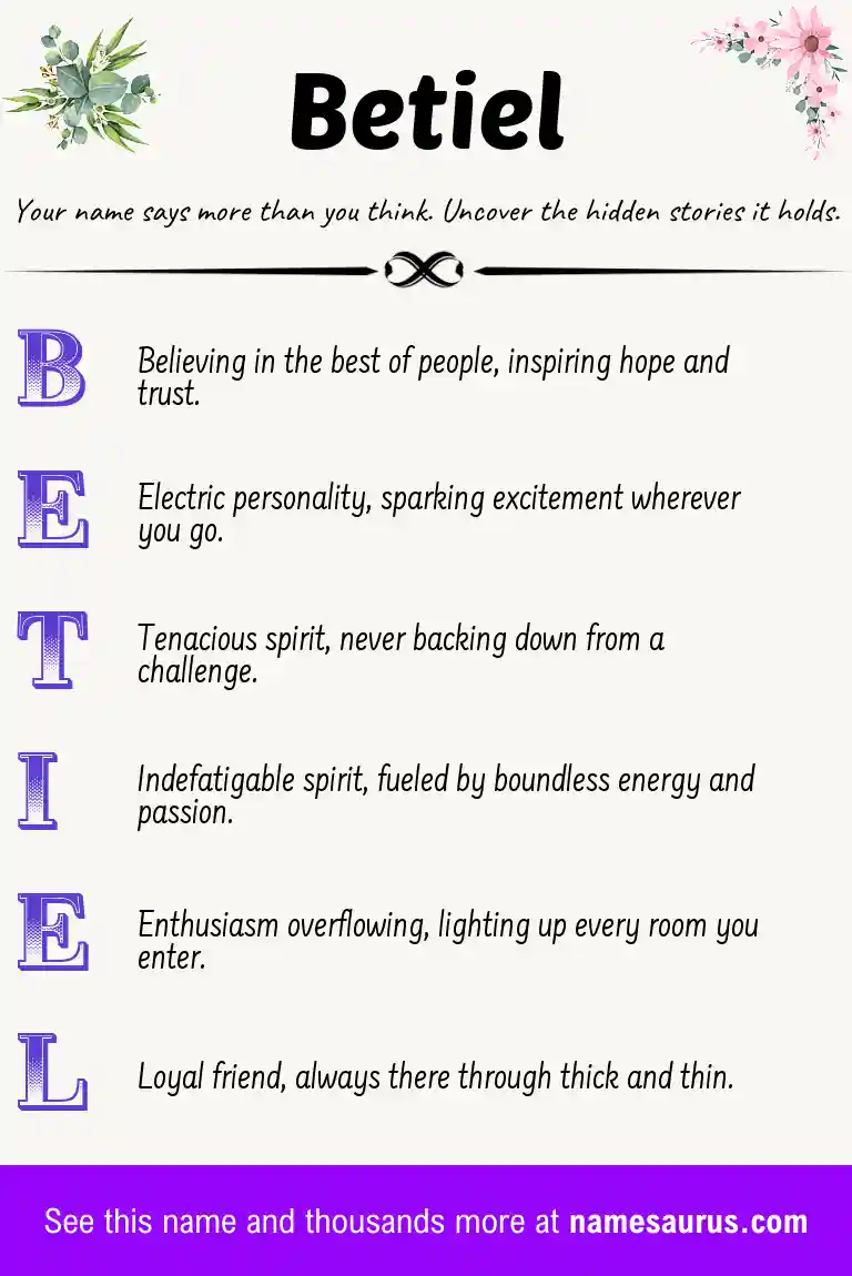 Acrostic poem about Betiel.