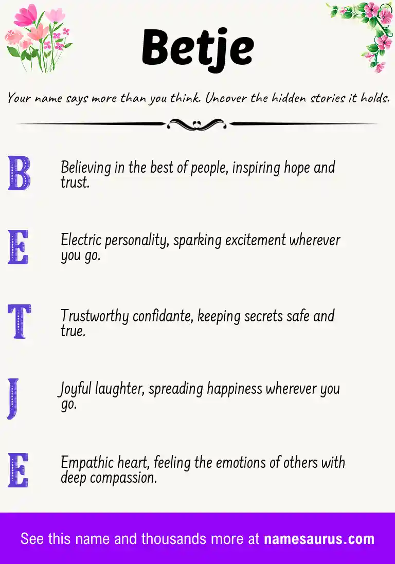 Acrostic poem about Betje.