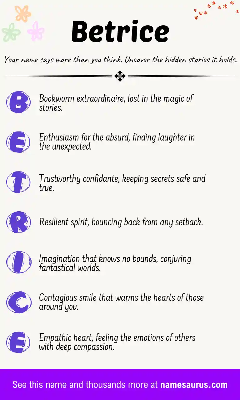 Acrostic poem about Betrice.