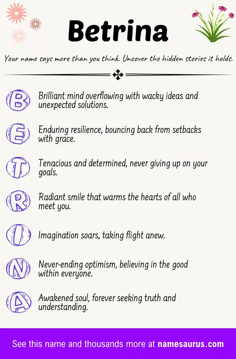 Acrostic poem about Betrina.