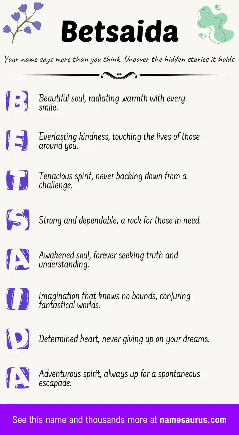 Acrostic poem about Betsaida.