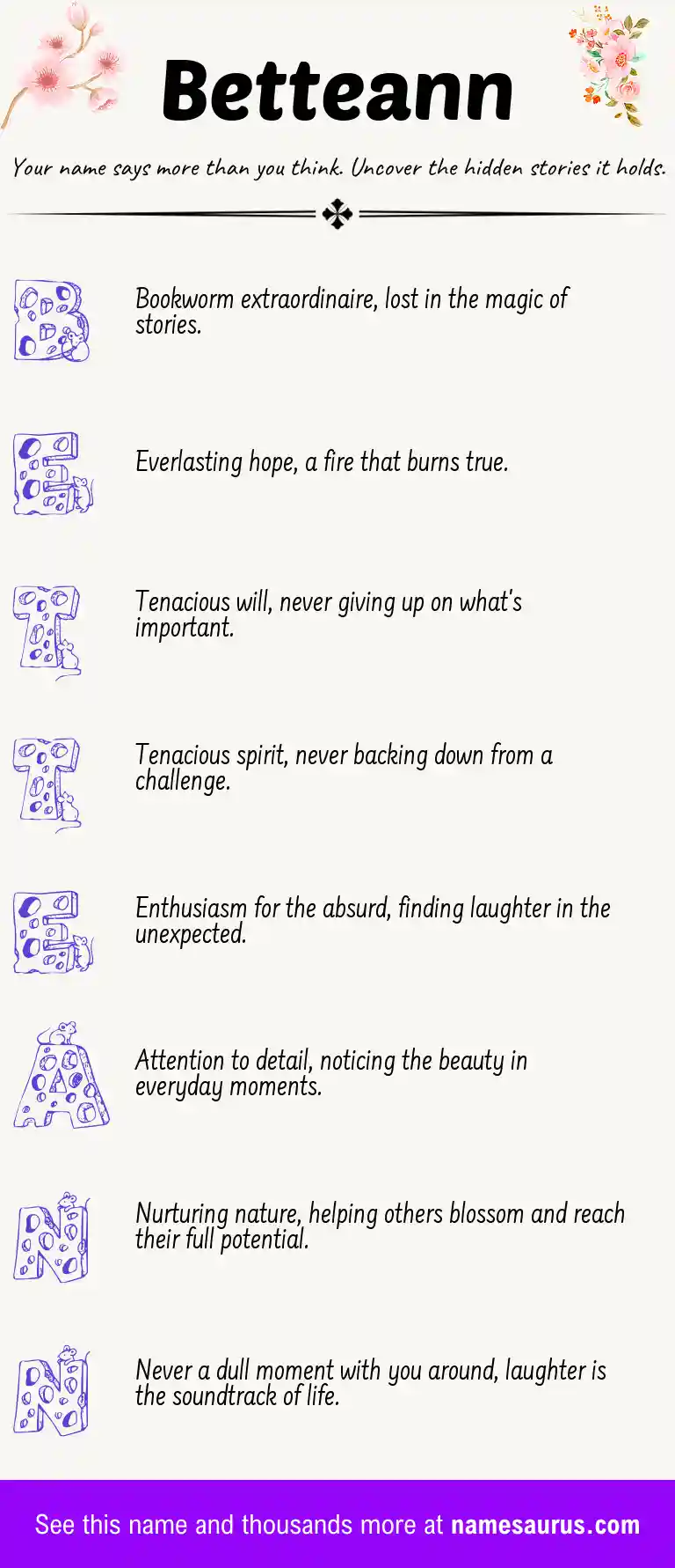 Acrostic poem about Betteann.