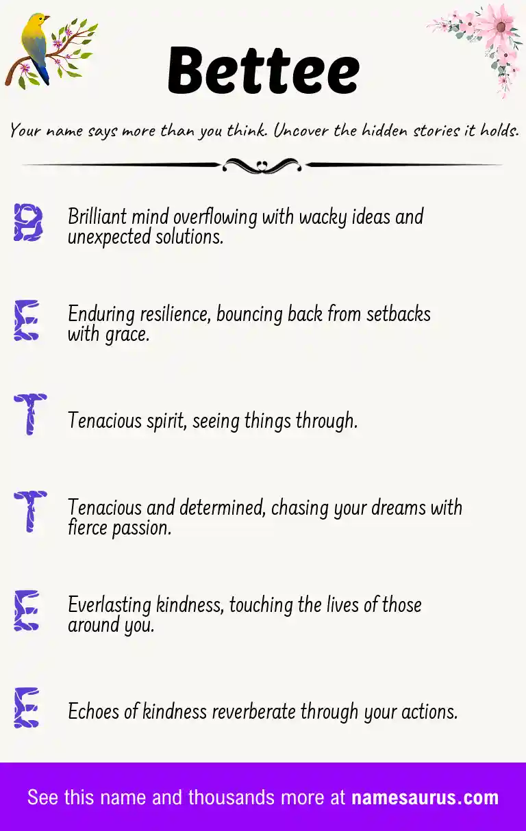 Acrostic poem about Bettee.