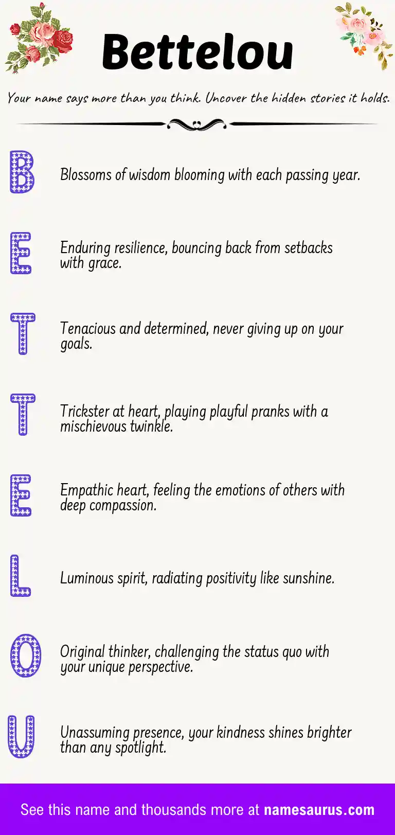 Acrostic poem about Bettelou.