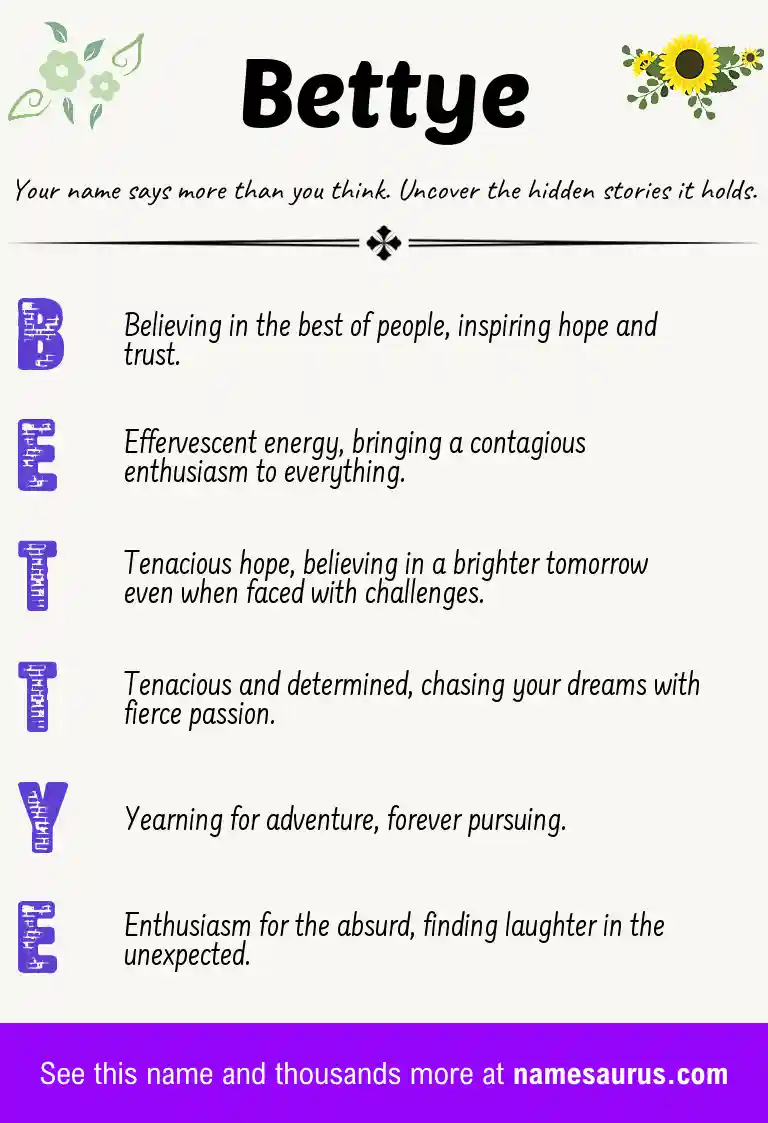 Acrostic poem about Bettye.