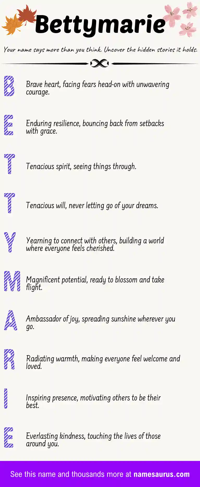 Acrostic poem about Bettymarie.