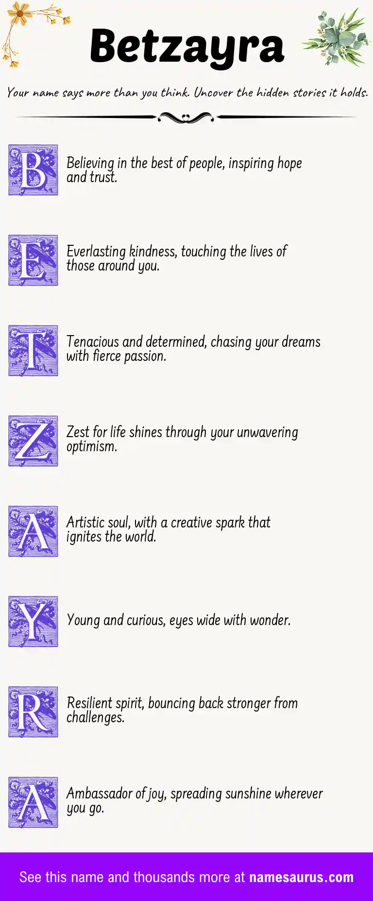 Acrostic poem about Betzayra.