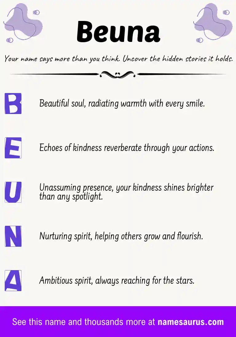 Acrostic poem about Beuna.