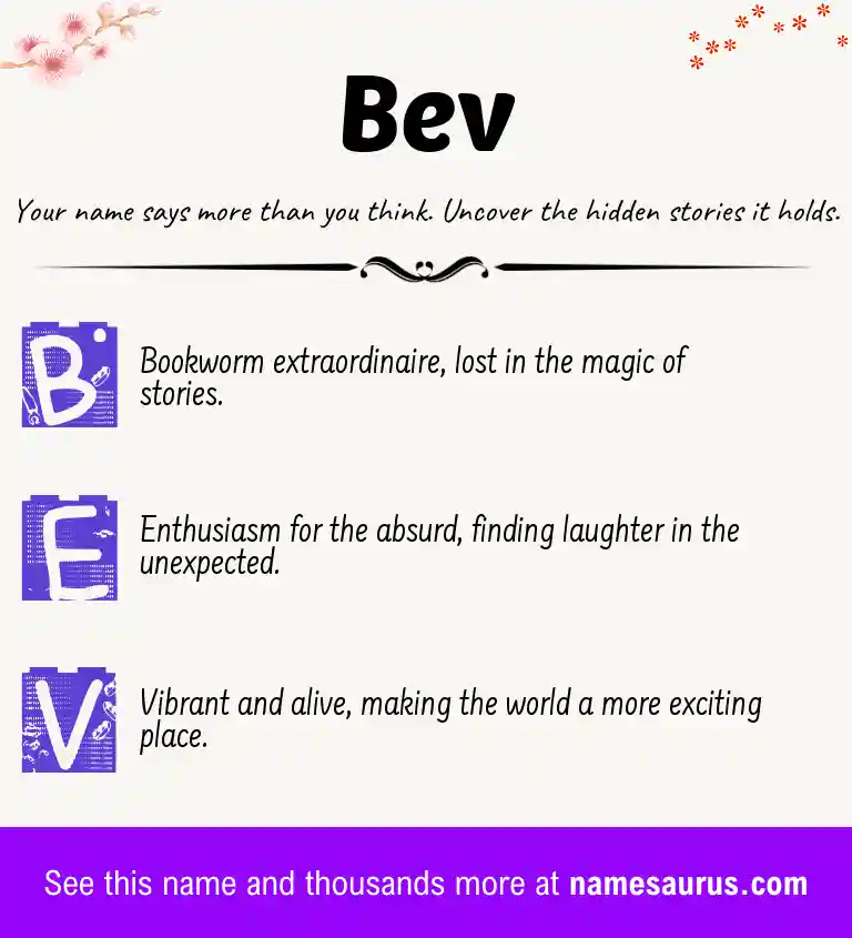 Acrostic poem about Bev.