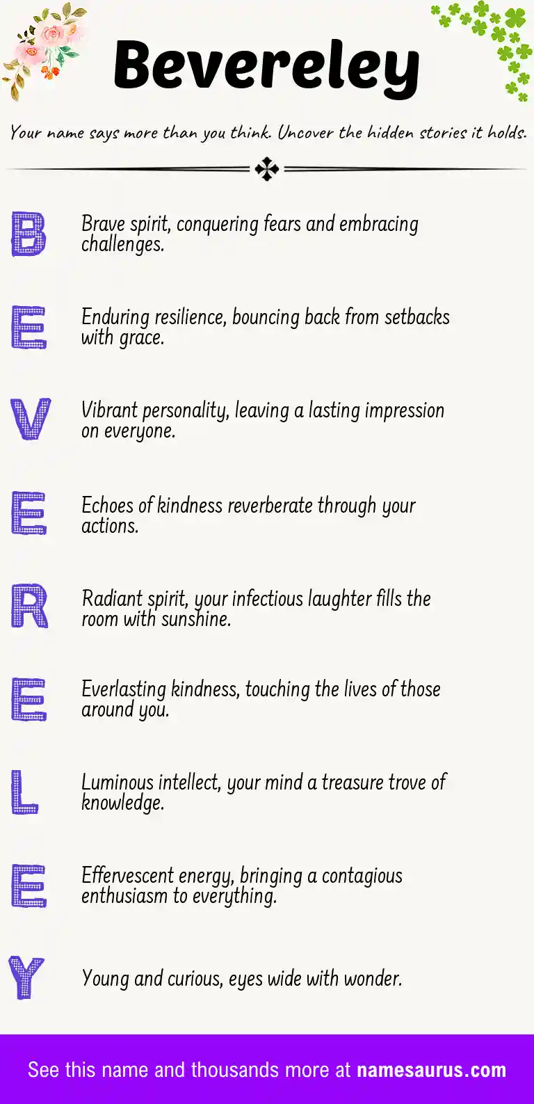 Acrostic poem about Bevereley.