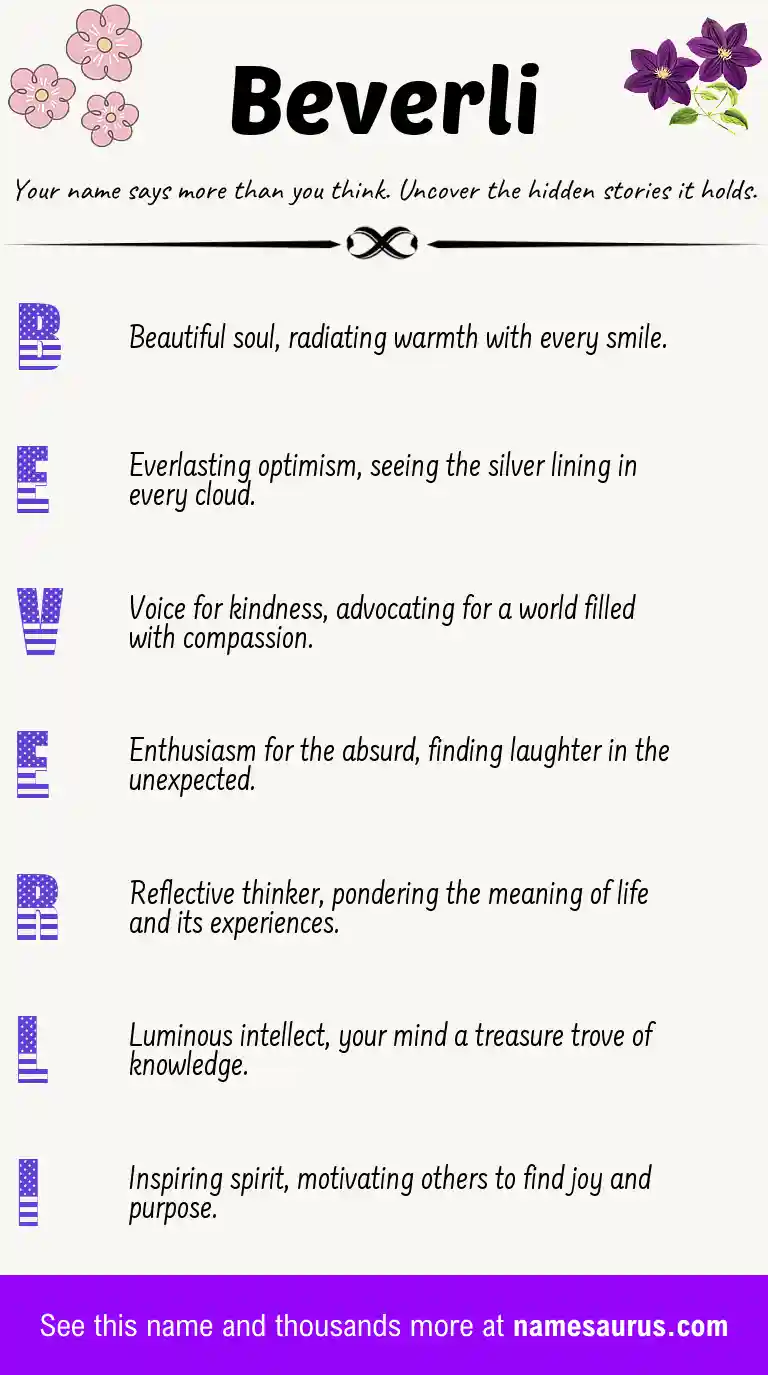 Acrostic poem about Beverli.