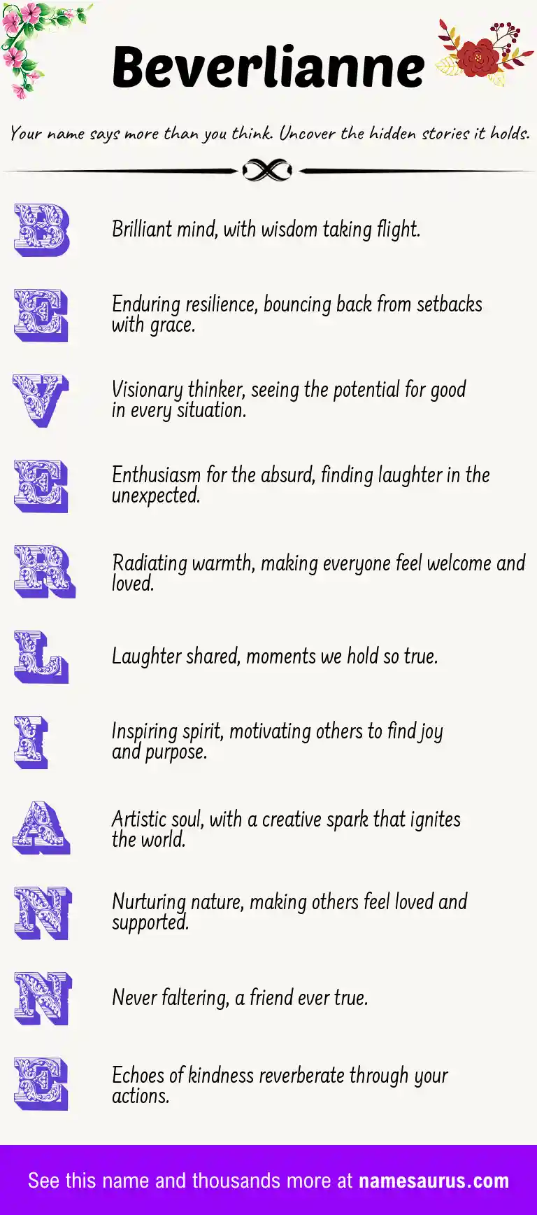Acrostic poem about Beverlianne.
