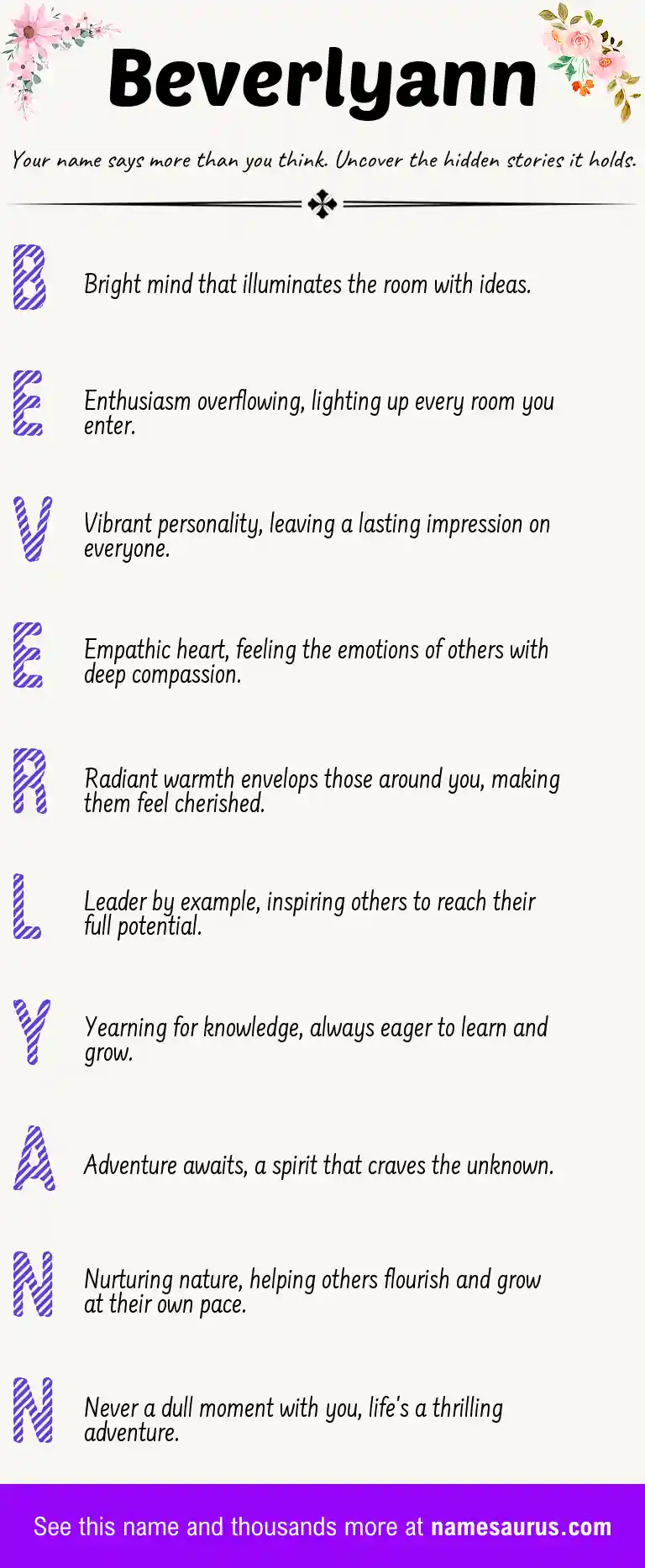 Acrostic poem about Beverlyann.