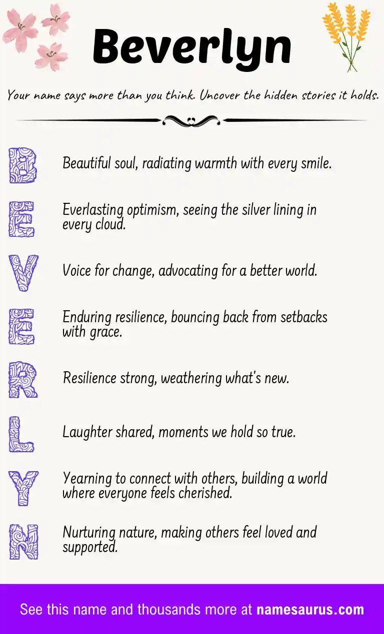 Acrostic poem about Beverlyn.