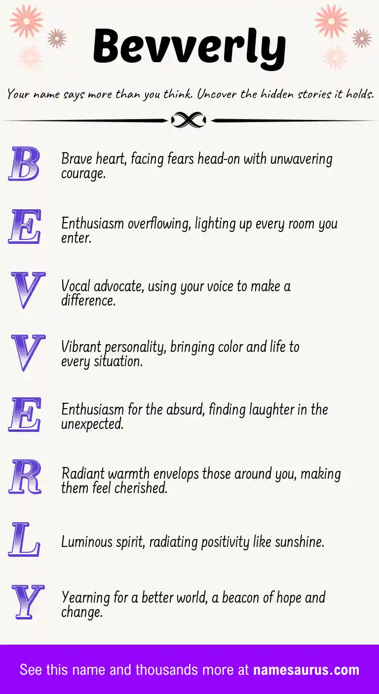 Acrostic poem about Bevverly.