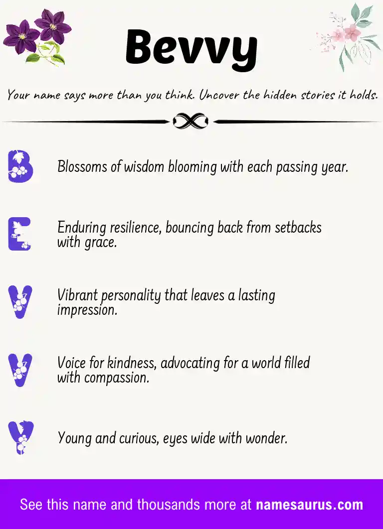 Acrostic poem about Bevvy.