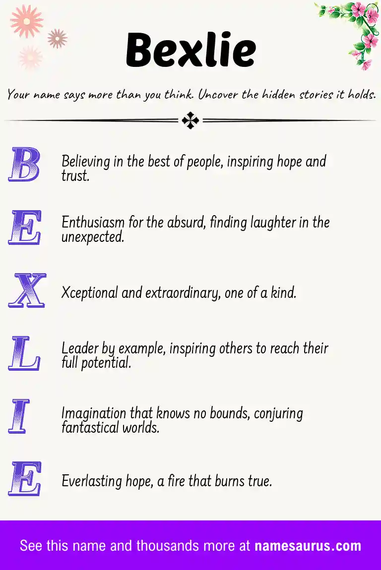 Acrostic poem about Bexlie.