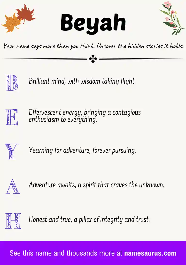 Acrostic poem about Beyah.