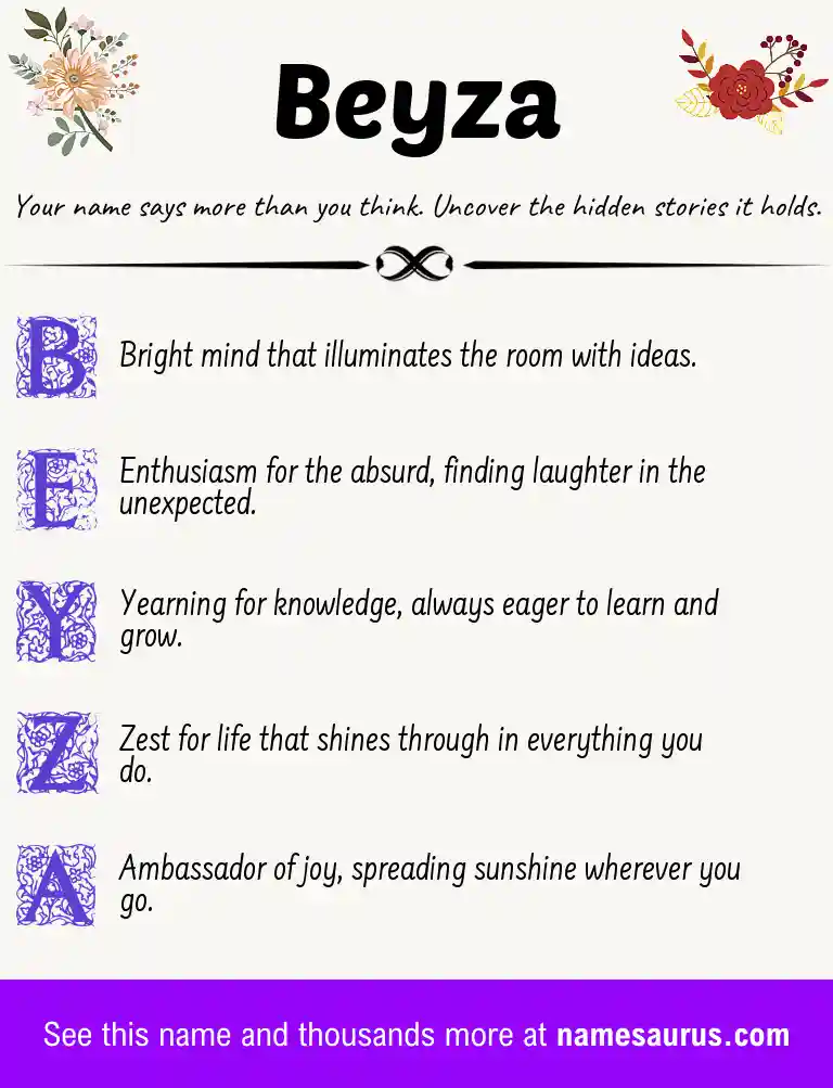 Acrostic poem about Beyza.