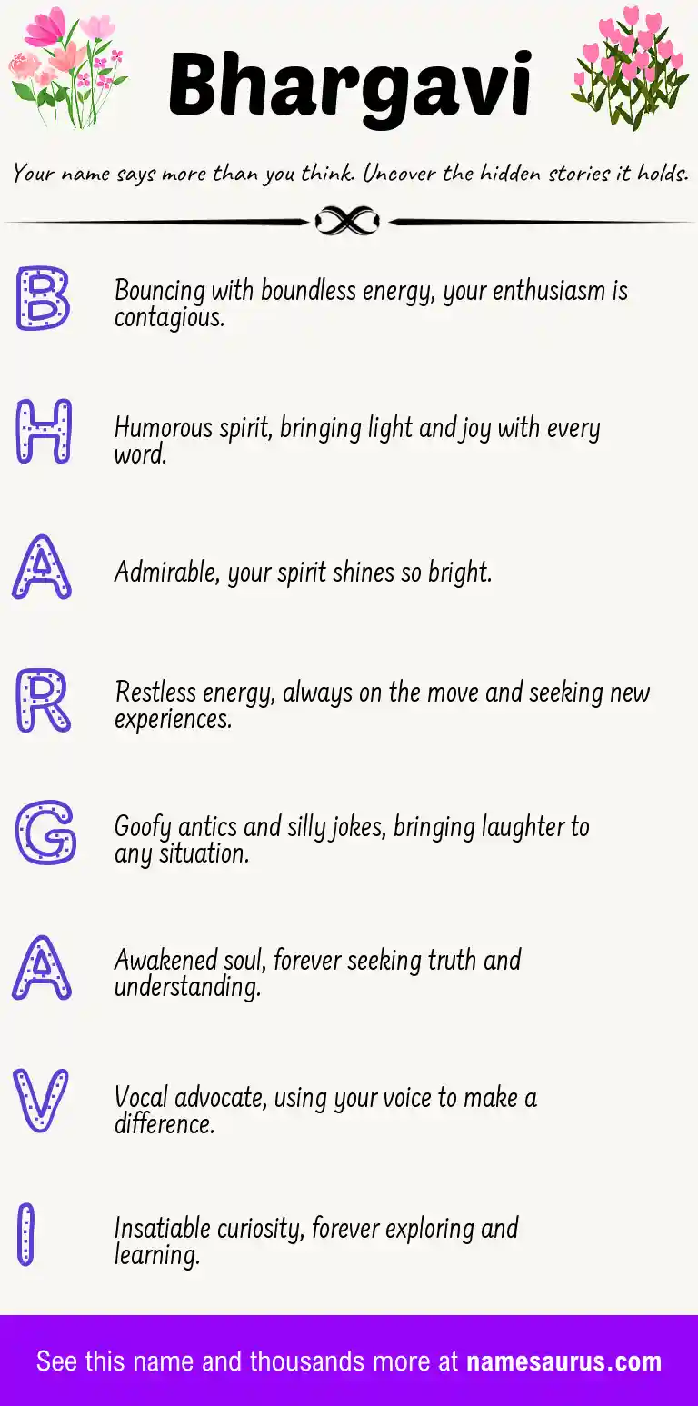 Acrostic poem about Bhargavi.
