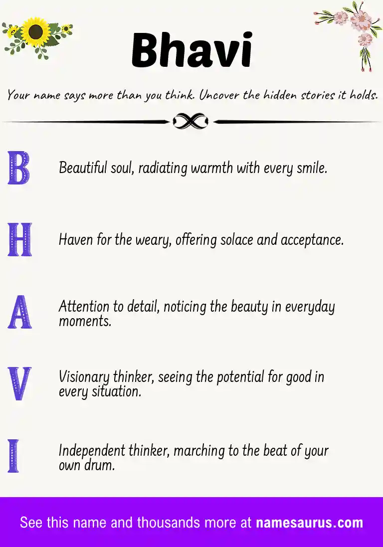 Acrostic poem about Bhavi.