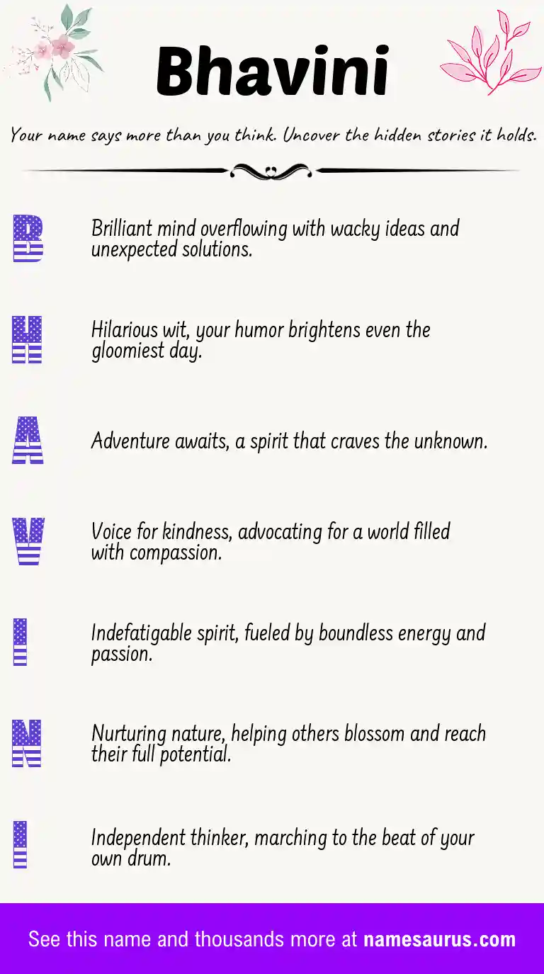 Acrostic poem about Bhavini.