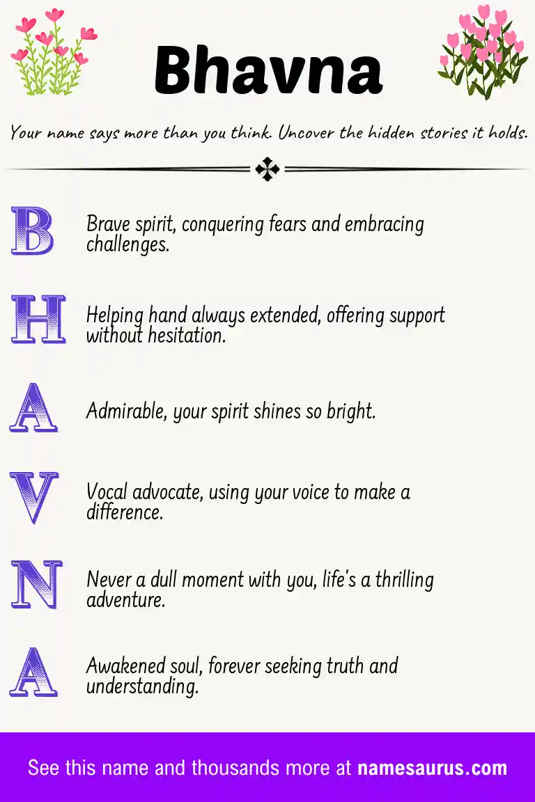 Acrostic poem about Bhavna.
