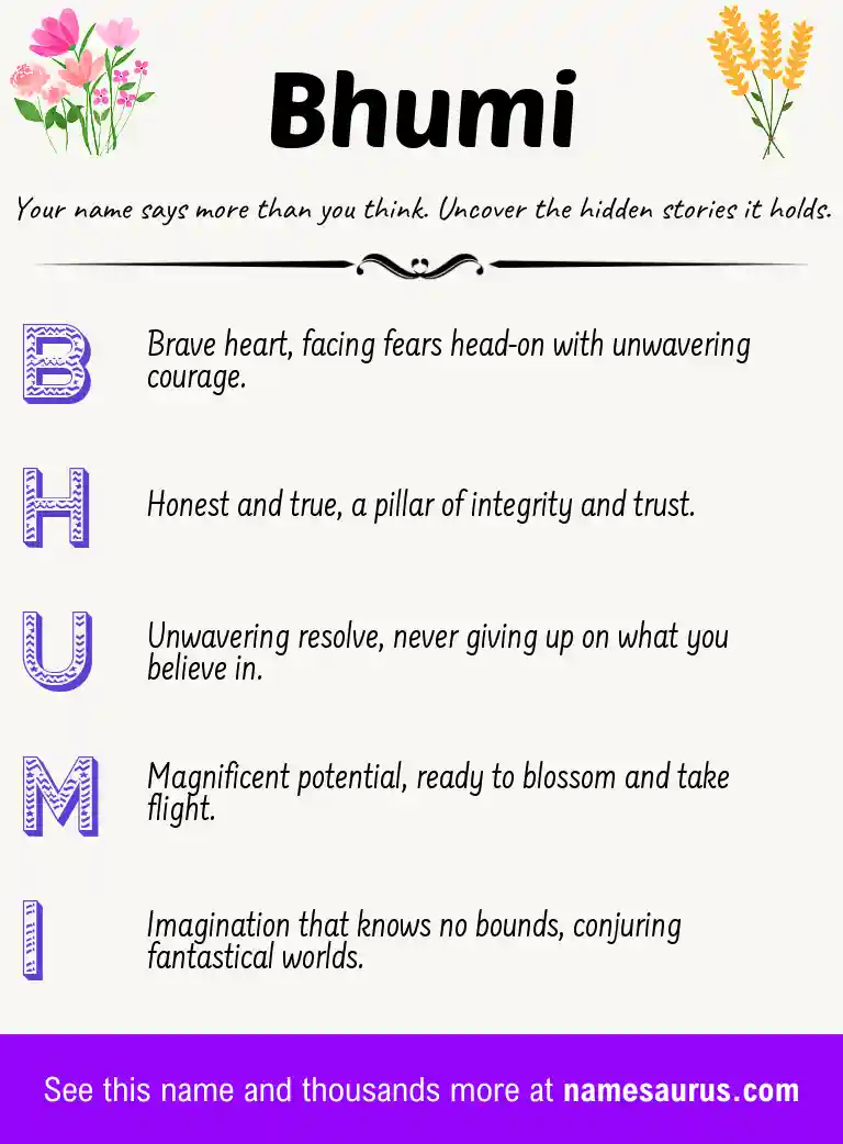 Acrostic poem about Bhumi.