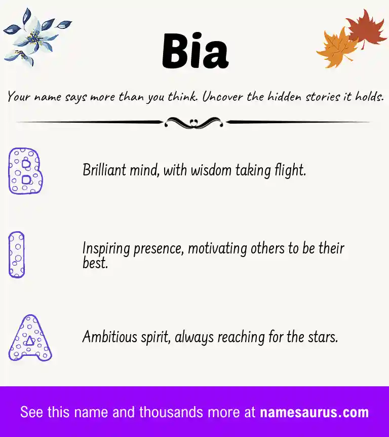 Acrostic poem about Bia.