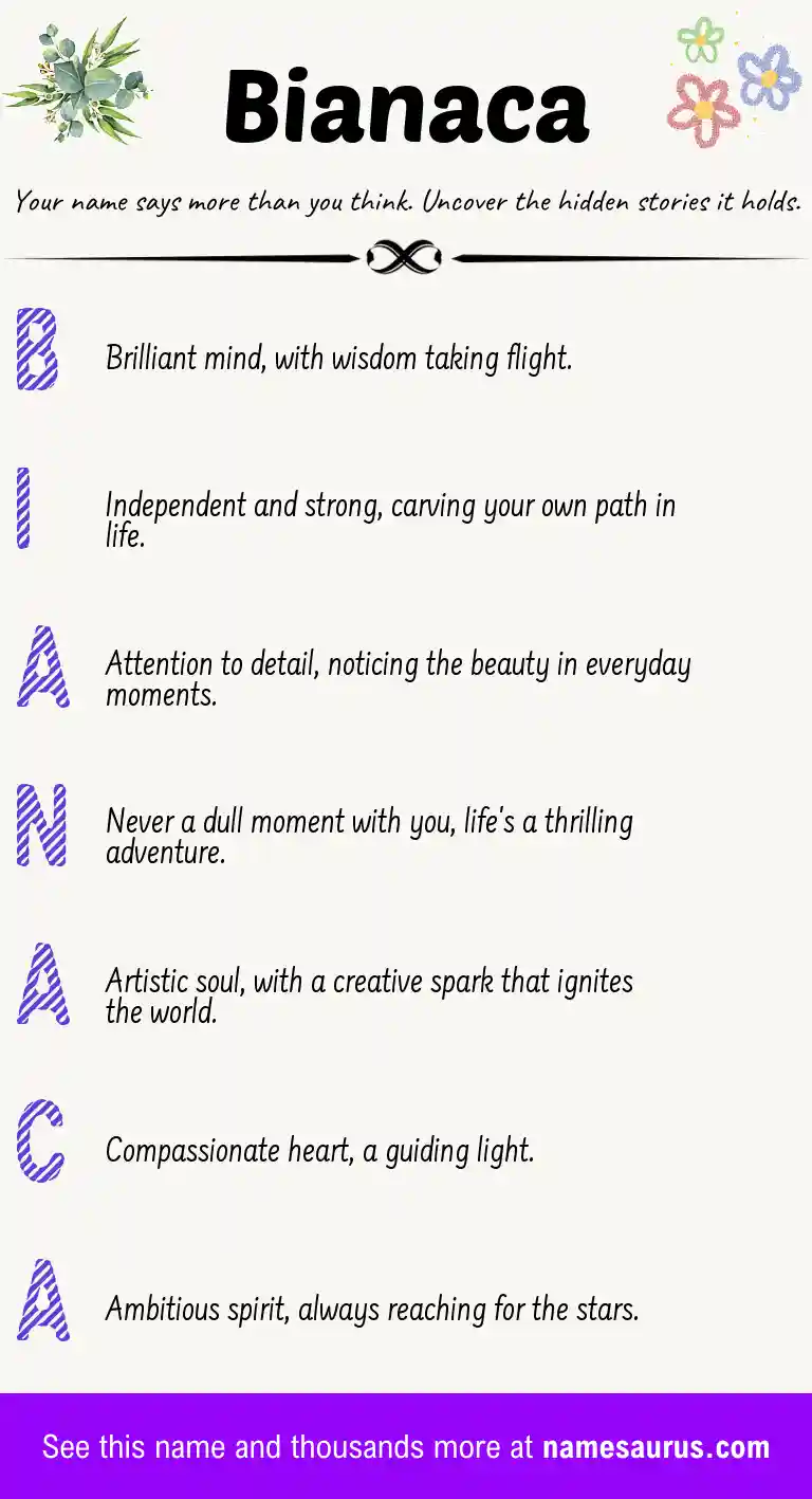 Acrostic poem about Bianaca.