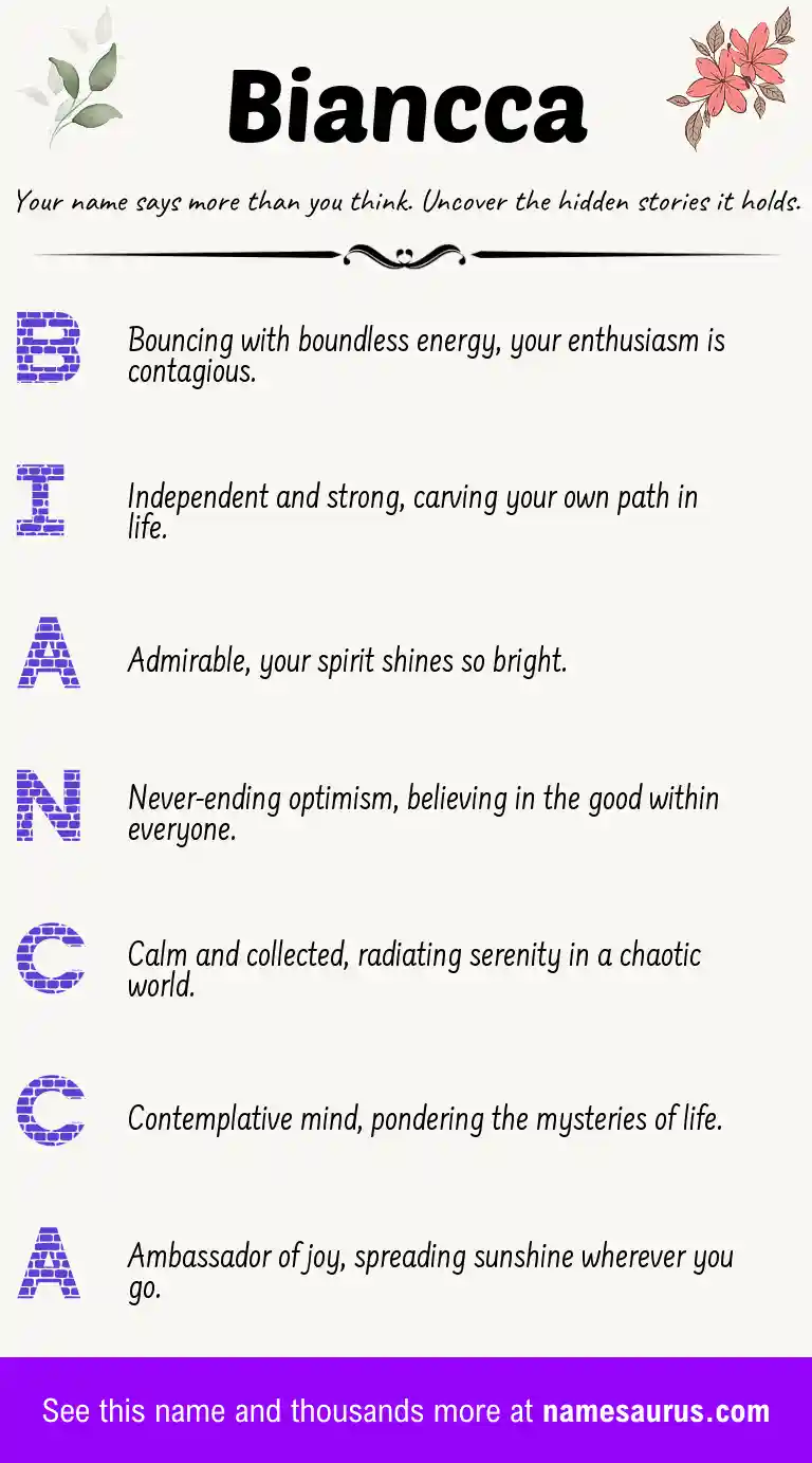 Acrostic poem about Biancca.