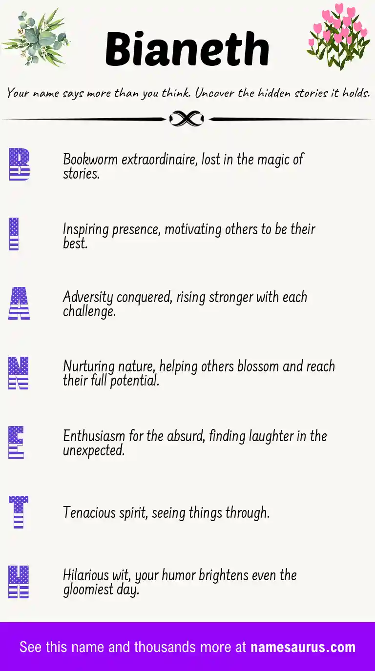 Acrostic poem about Bianeth.