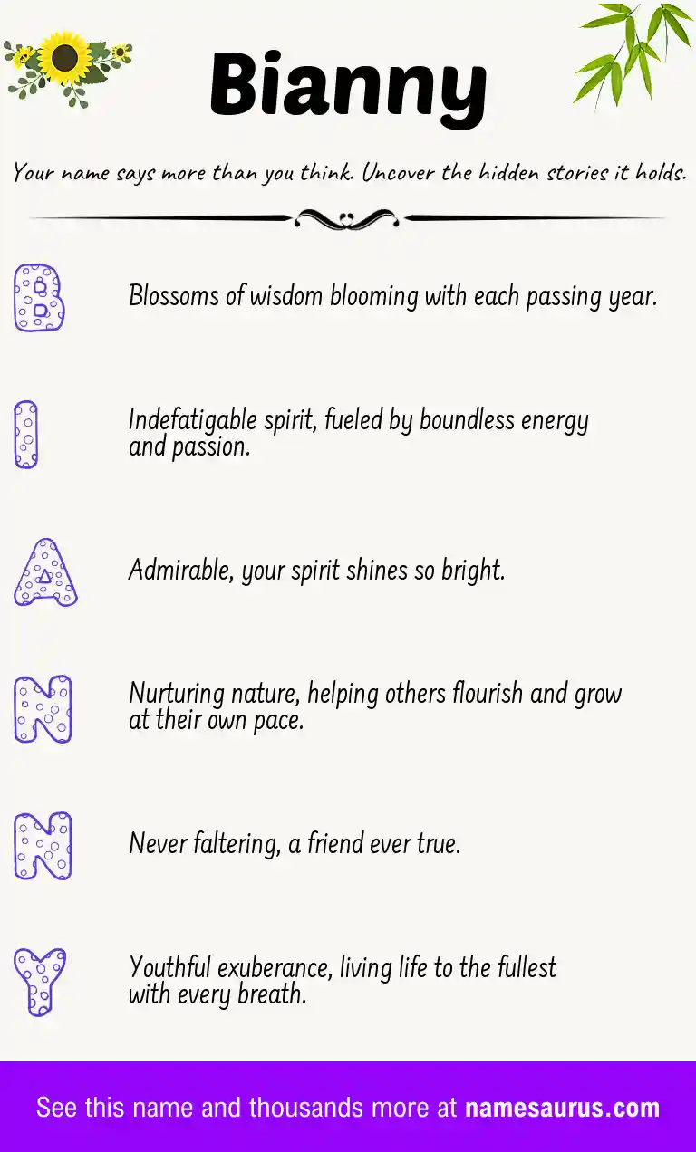 Acrostic poem about Bianny.