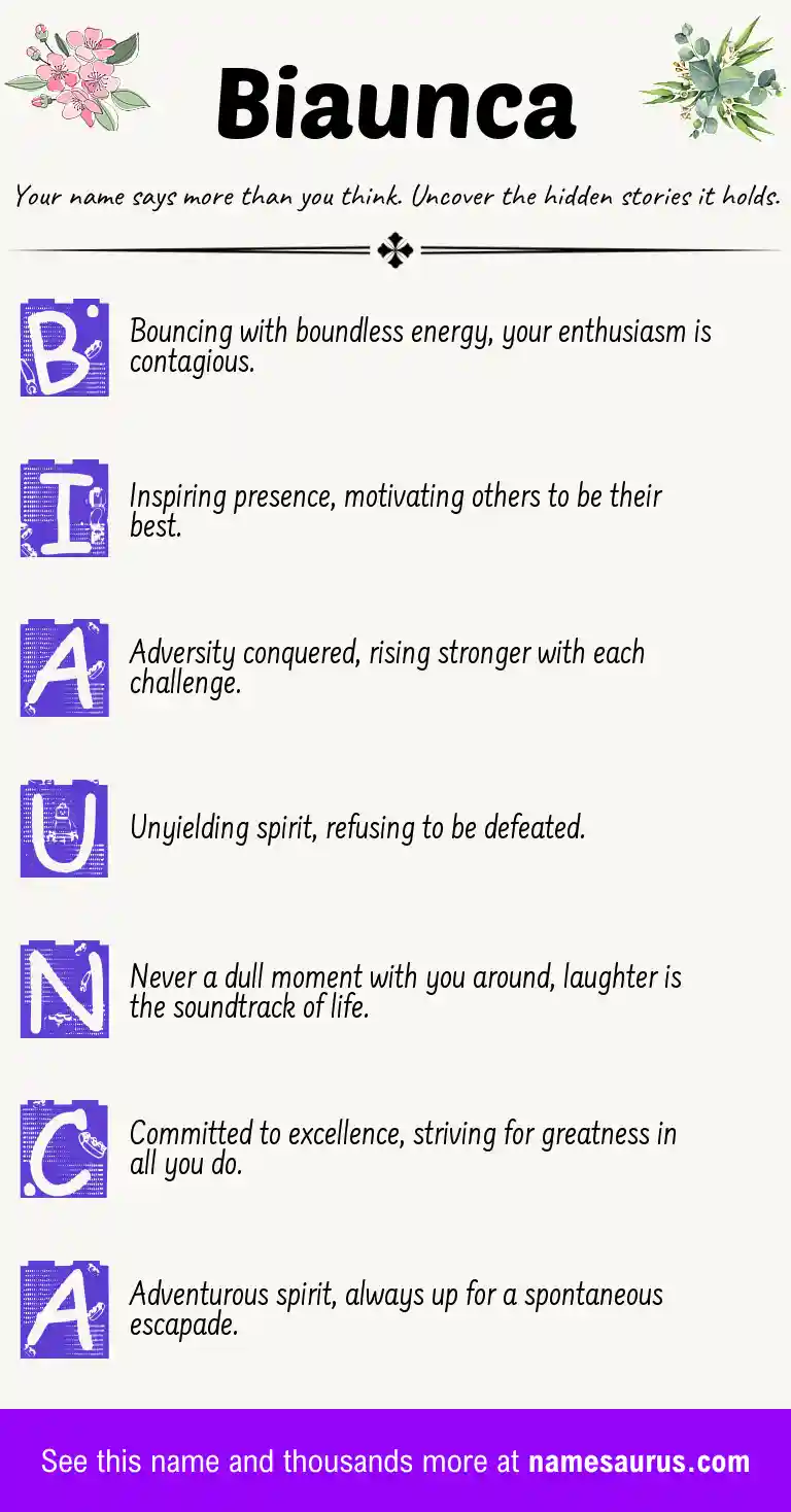 Acrostic poem about Biaunca.