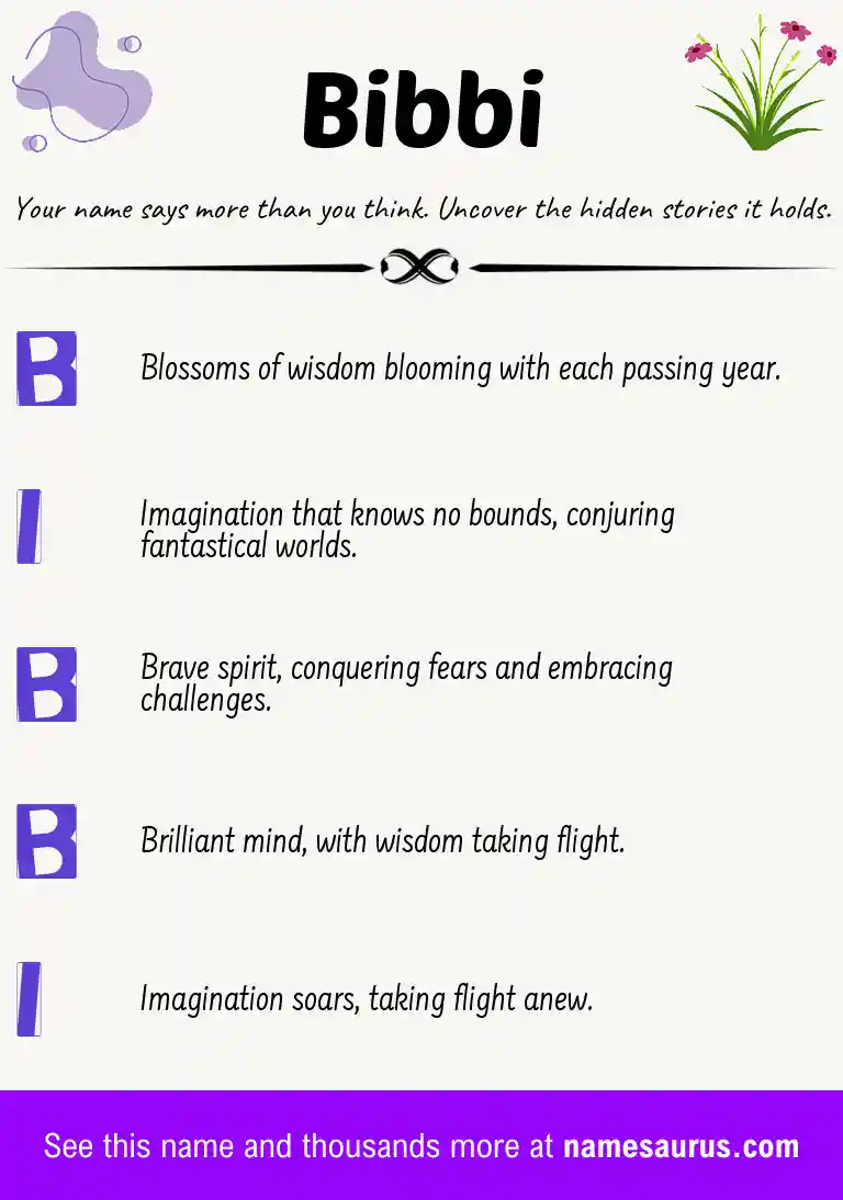 Acrostic poem about Bibbi.