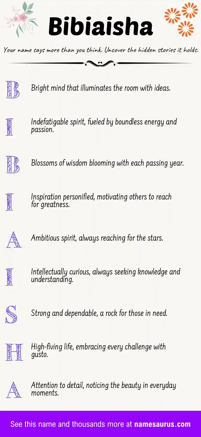 Acrostic poem about Bibiaisha.