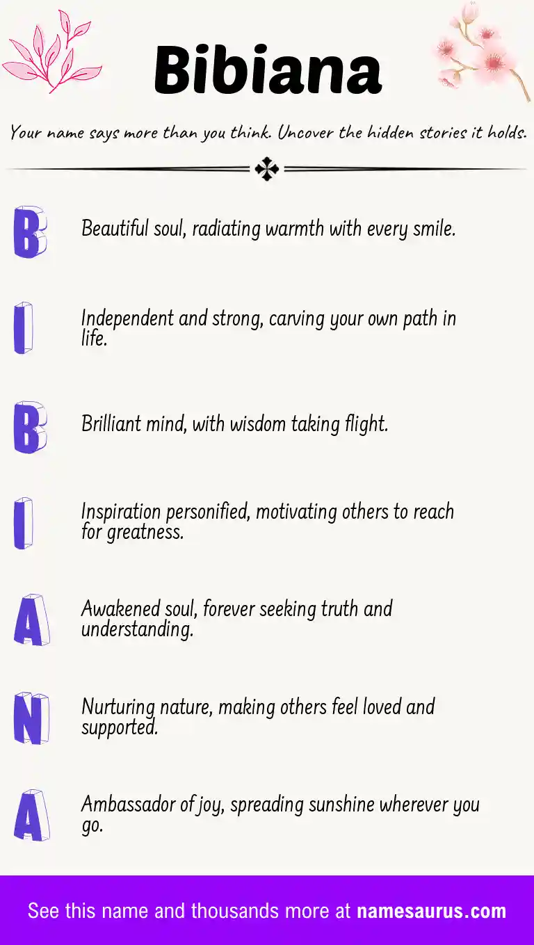 Acrostic poem about Bibiana.