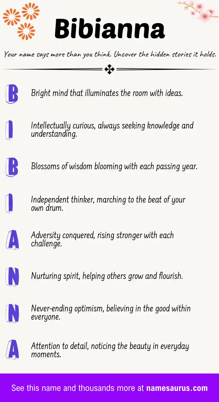 Acrostic poem about Bibianna.