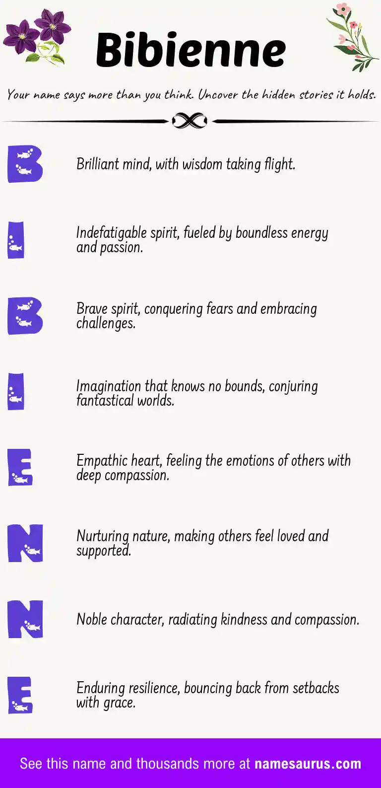Acrostic poem about Bibienne.