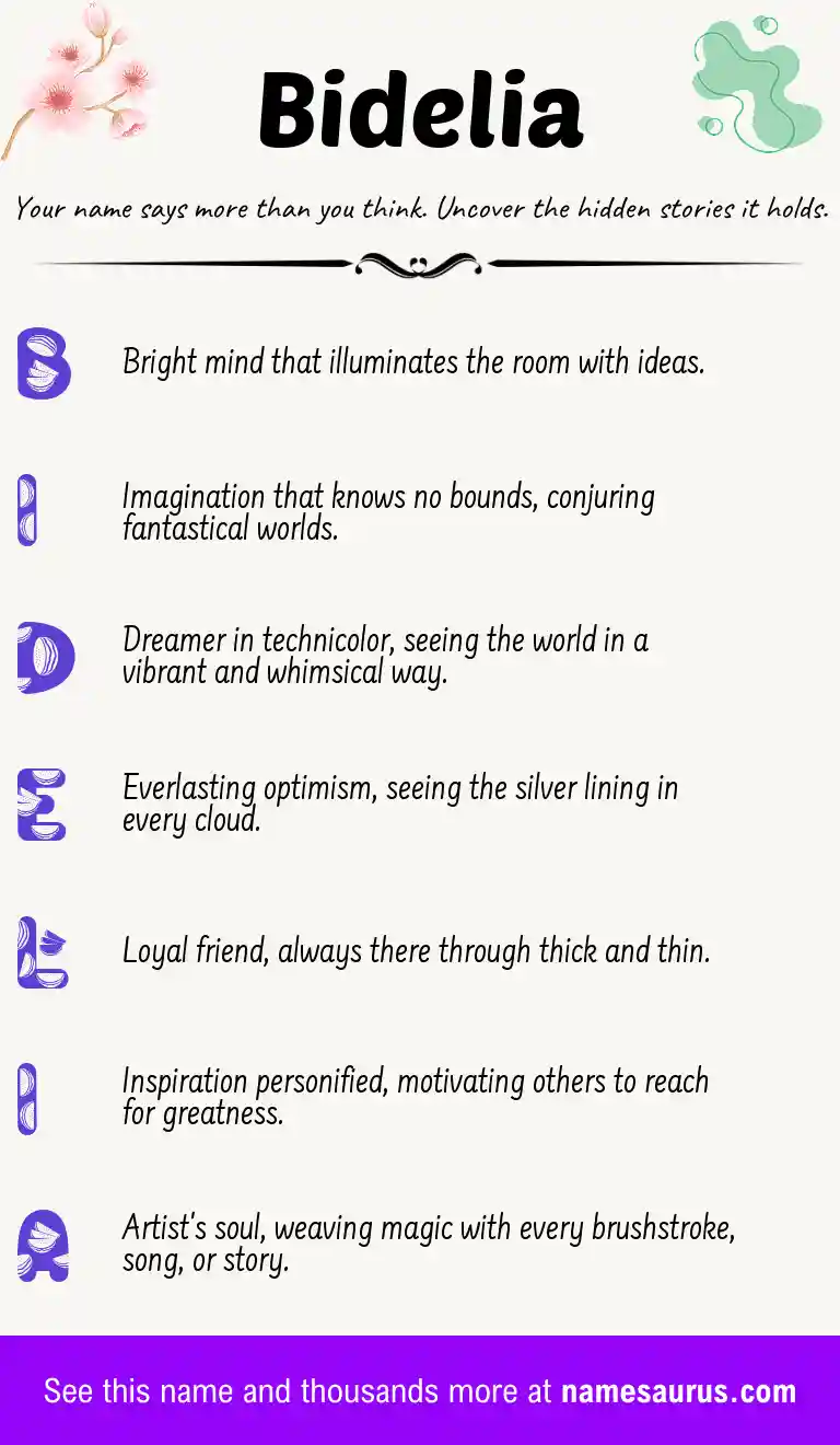 Acrostic poem about Bidelia.