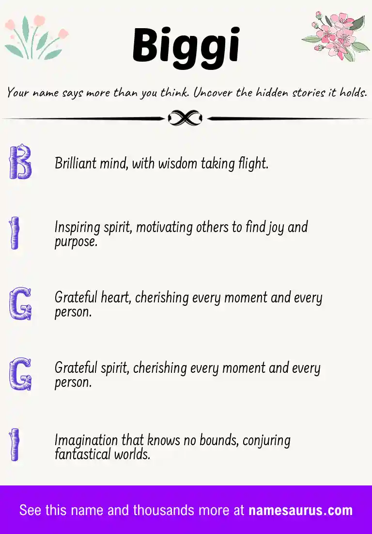 Acrostic poem about Biggi.