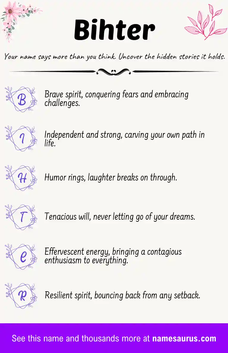 Acrostic poem about Bihter.