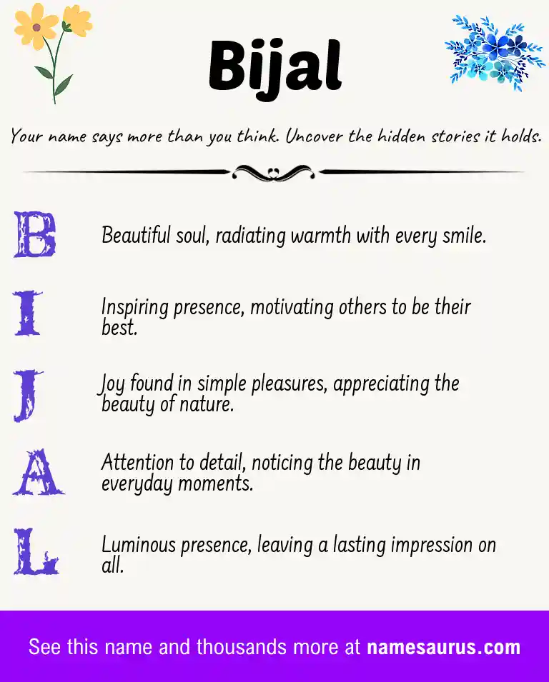 Acrostic poem about Bijal.