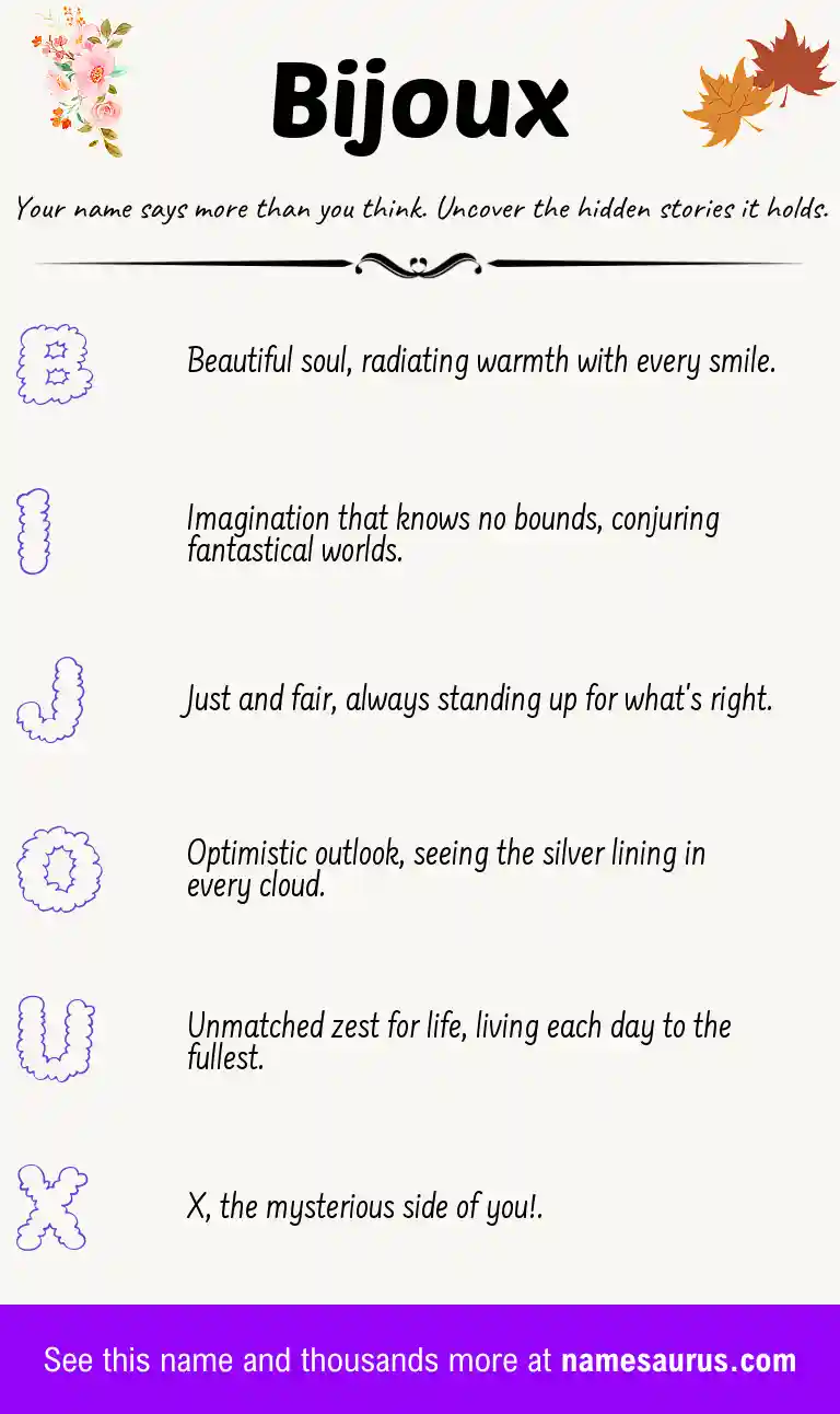 Acrostic poem about Bijoux.