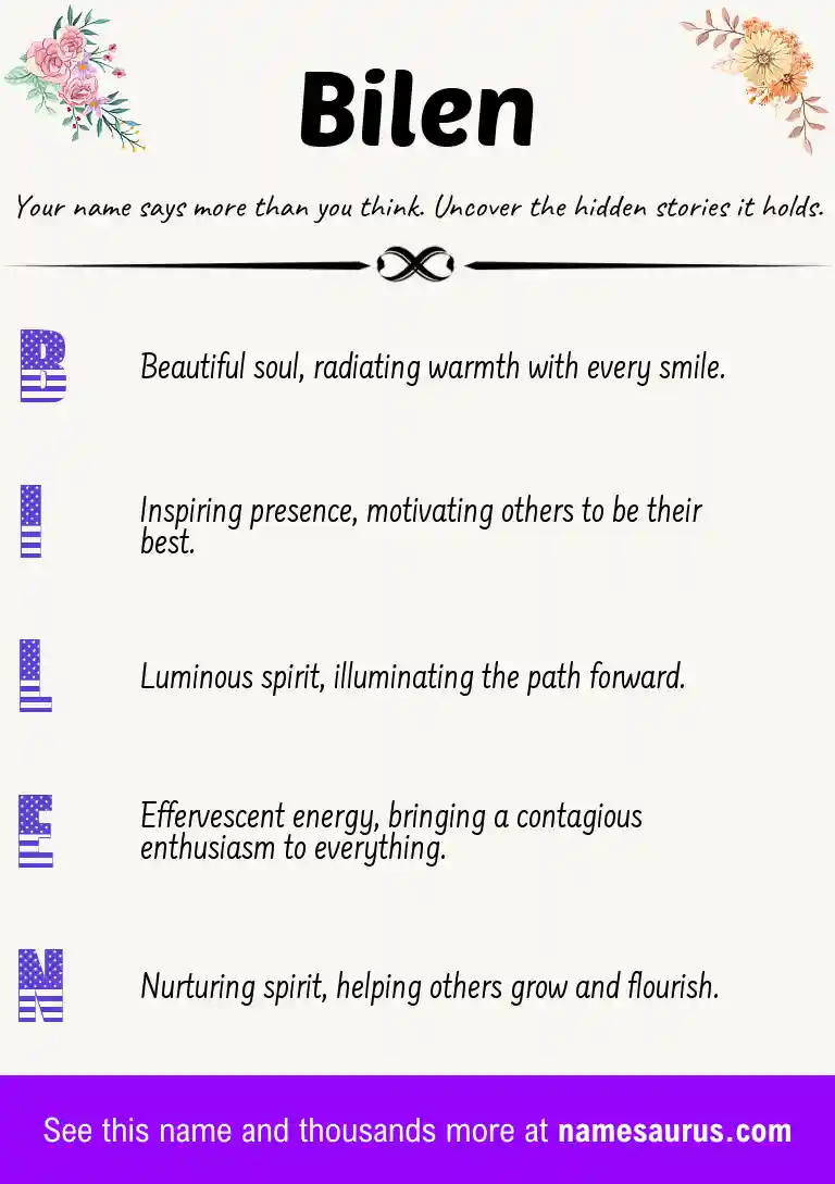 Acrostic poem about Bilen.
