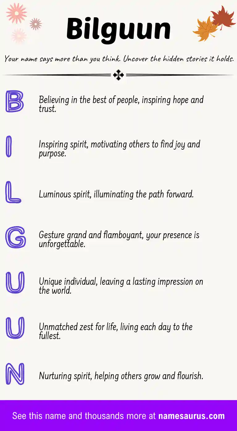 Acrostic poem about Bilguun.
