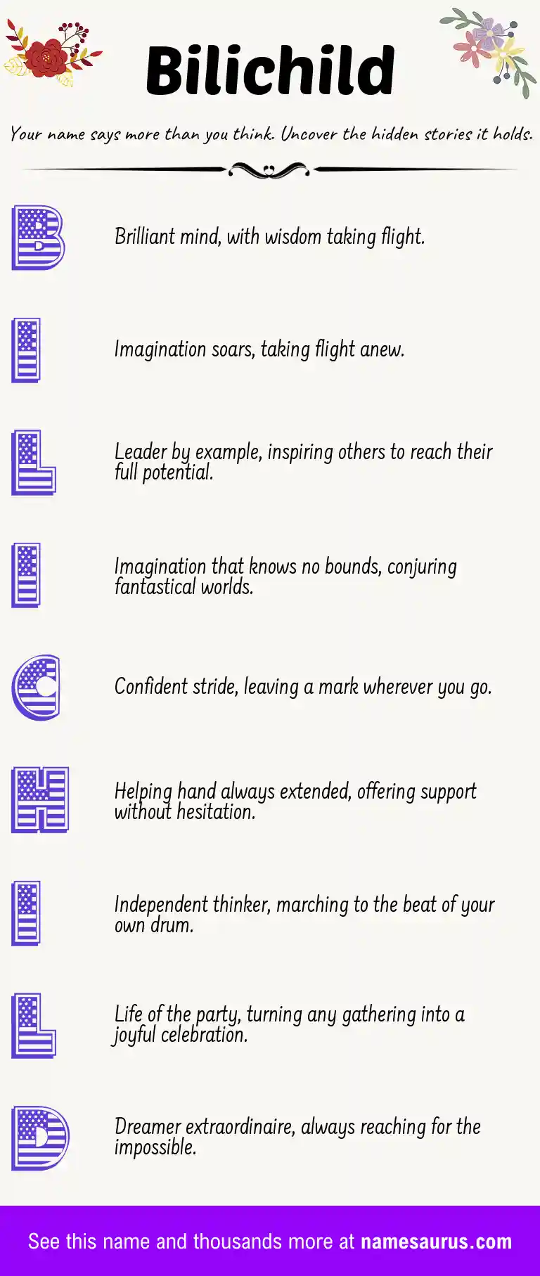 Acrostic poem about Bilichild.