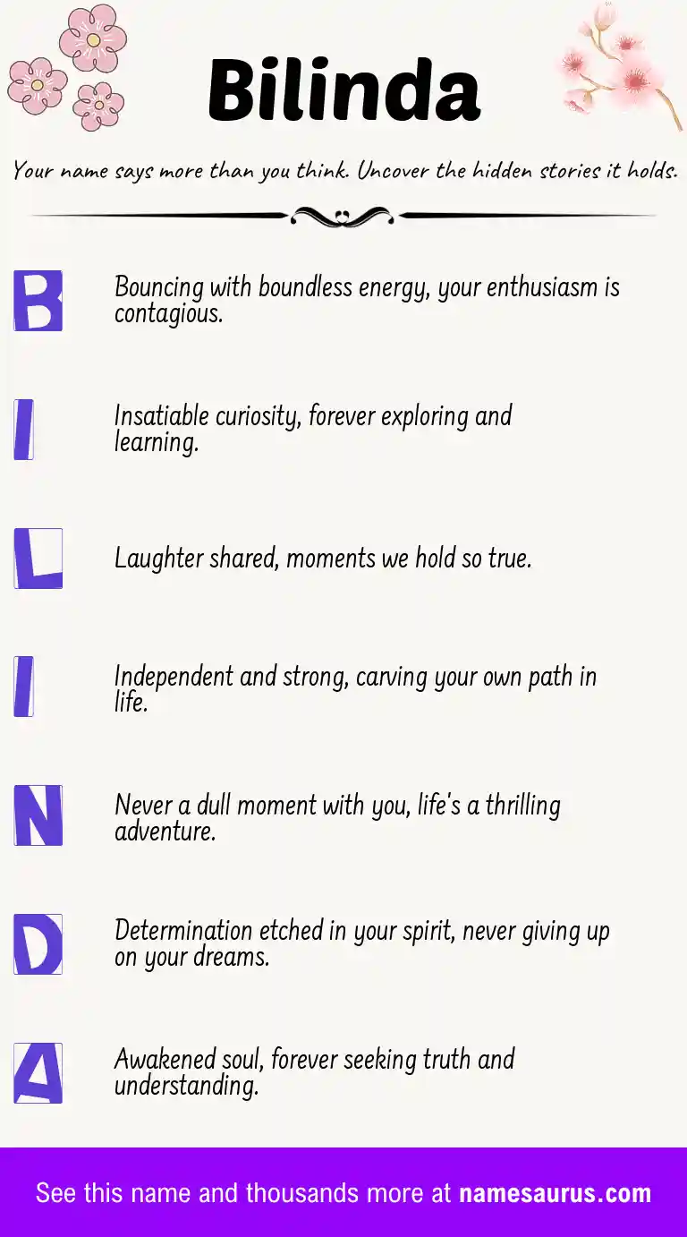 Acrostic poem about Bilinda.