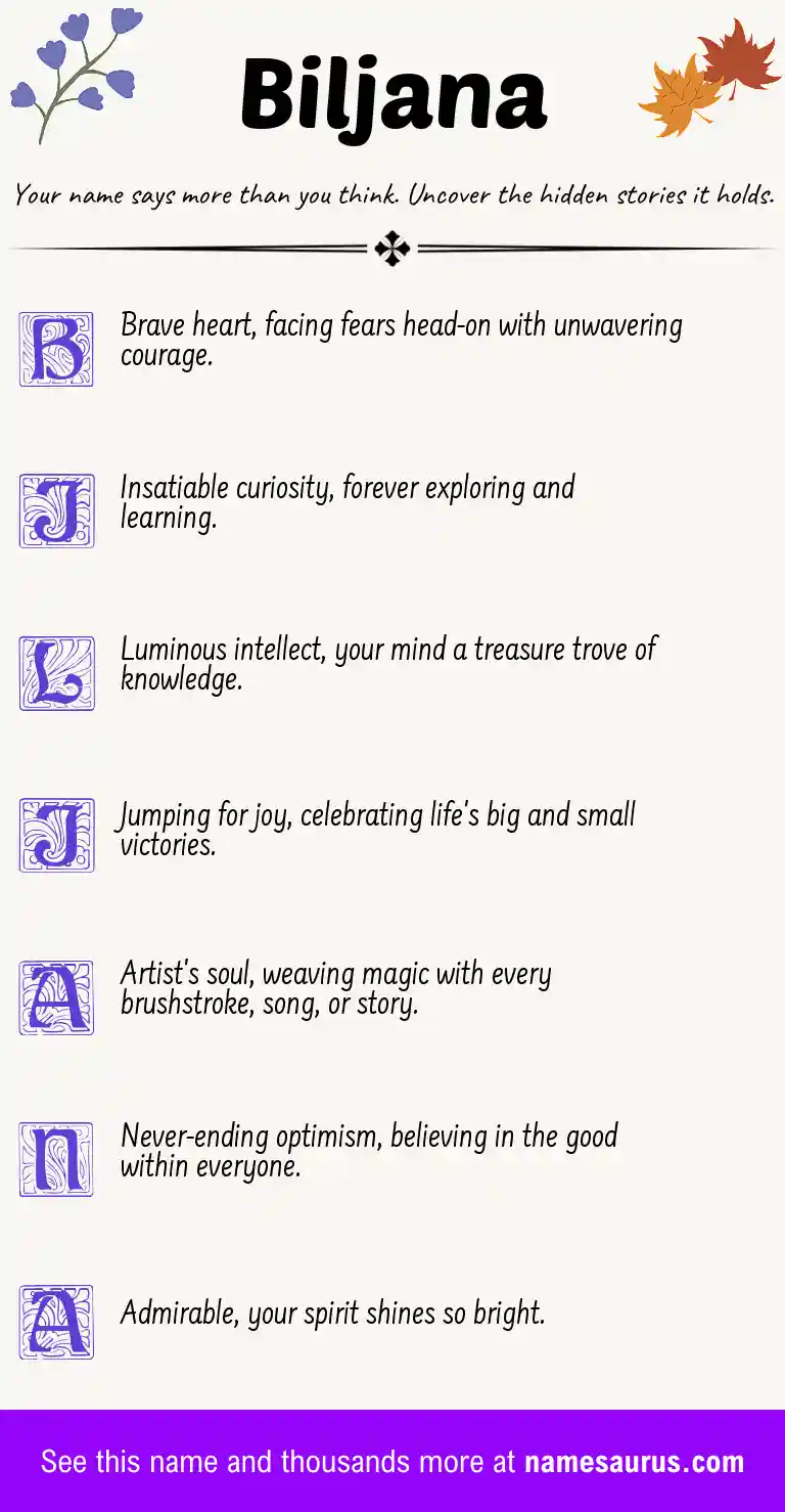 Acrostic poem about Biljana.