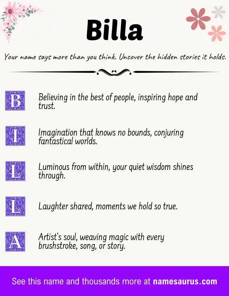 Acrostic poem about Billa.